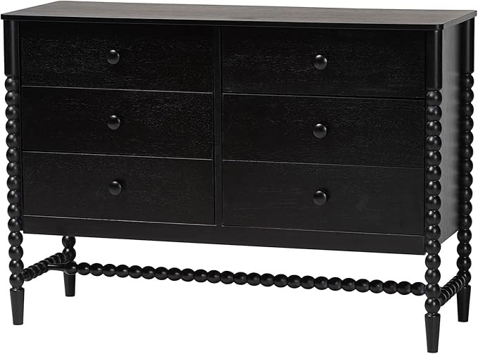 Baxton Studio Brantley Spindle Dresser - 6-Drawer Horizontal Storage Cabinet with Beaded Frame an... | Amazon (US)