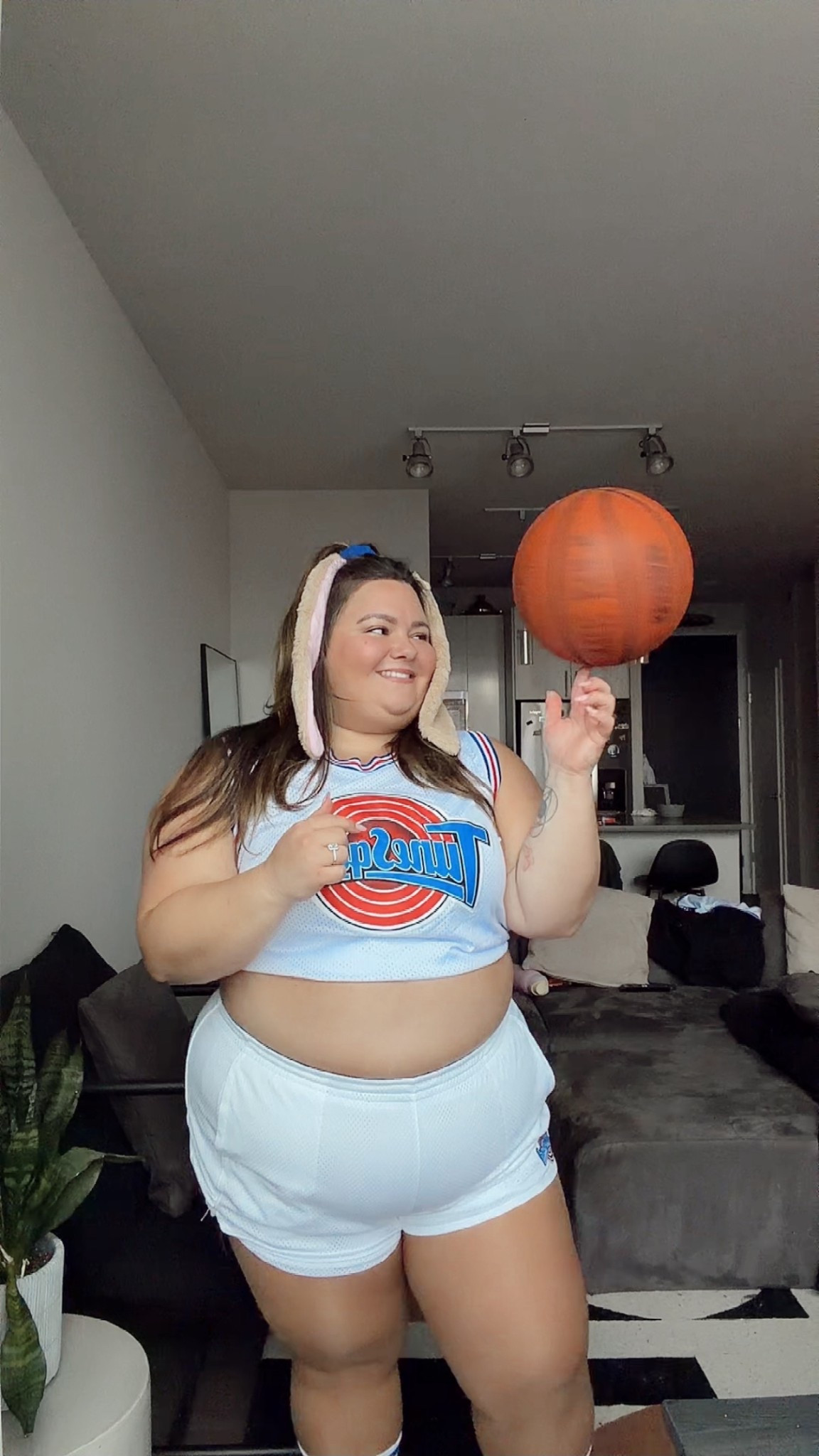 Lola Bunny Halloween Costume Plus size 
(I’m wearing a size XXL in everything even though I’m a size 20 ) 
I had to DIY the shorts a little because all the Lola Bunny shorts were too short and uncomfortable. So, I got white Under Armour shorts and an iron on Tune Squad patch. 

#LTKPlusSize #LTKMidsize #LTKHalloween