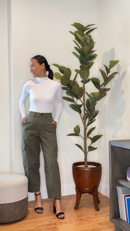 #walmartfashion Simple outfit that can elevate your look! 
Barrel Cargo Pant : size s 
Mock neck long sleeves : size s 

#LTKfindsunder50 #LTKover40 #LTKstyletip