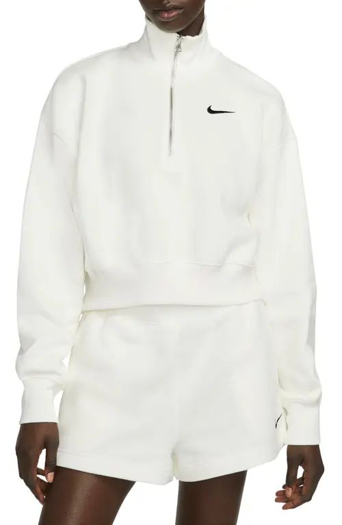 Nike Sportswear Phoenix Fleece Crop Sweatshirt in Sail/Black at Nordstrom, Size Xx-Large | Nordstrom