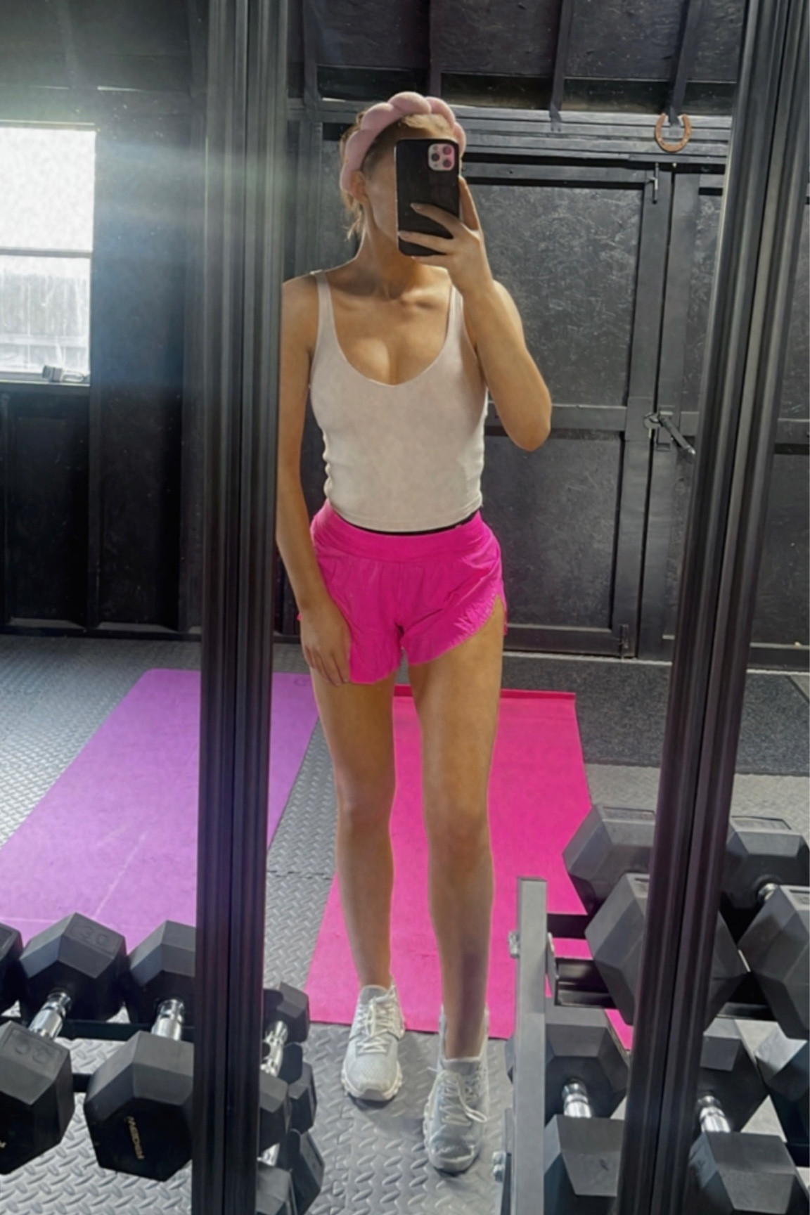 Workout ootd. Lululemon. Athleisure. Workout attire. Pink workout shorts. Pink workout clothes. On cloud running shoes. Lululemon align tank  

#LTKfit #LTKunder100 #LTKtravel