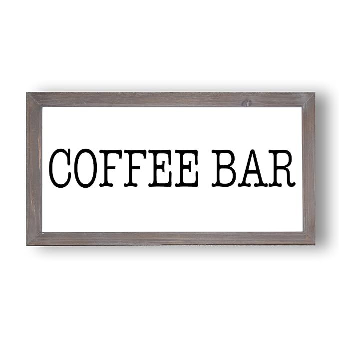 Coffee Bar Wood Sign 9x17 | Country Signs Home Decor Rustic Farmhouse Coffee Sign for Kitchen Woo... | Amazon (US)