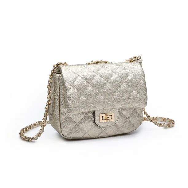 POPPY Classic Quilted Crossbady Bag Vagan Leather Mini Shoulder Bag with Goldtone Chain Strap - W... | Walmart (US)