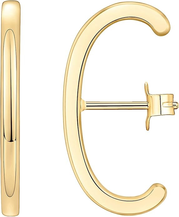 PAVOI 14K Gold Plated 925 Sterling Silver Post Minimalist Suspender Ear Cuff Earrings for Women |... | Amazon (US)
