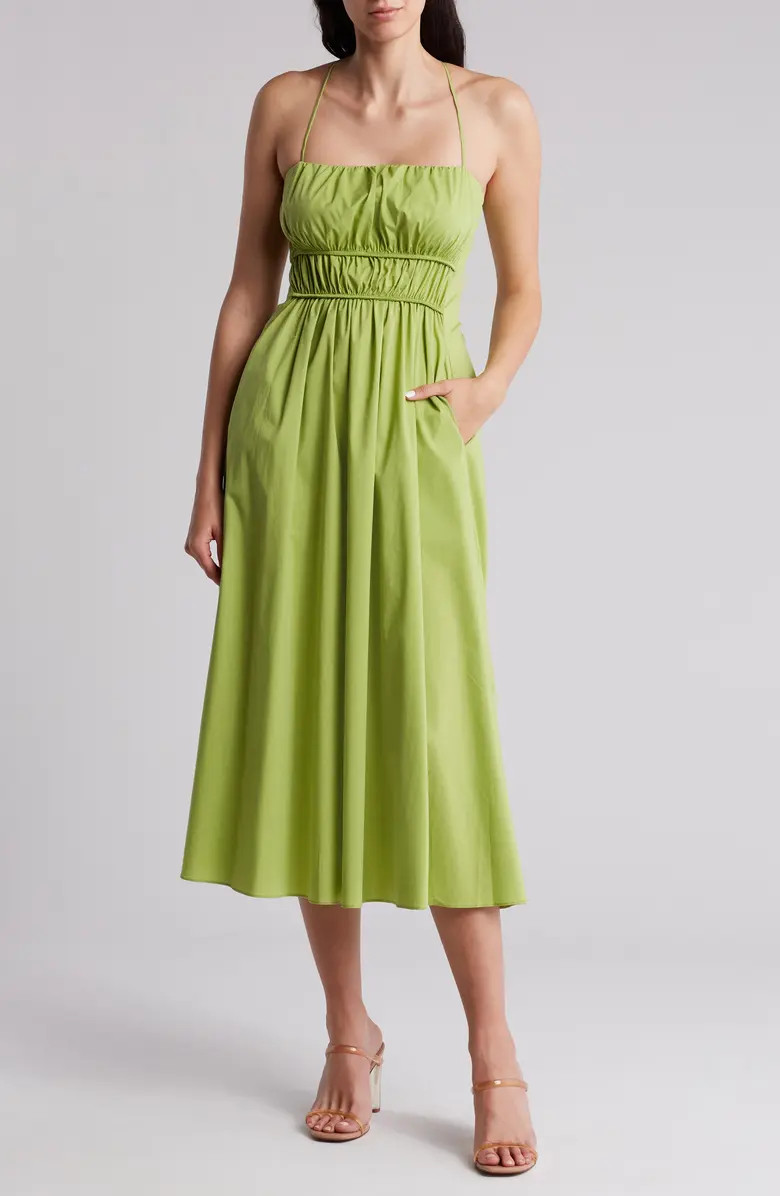 Spaghetti Strap Cotton Blend Midi Dress | Nordstrom Rack