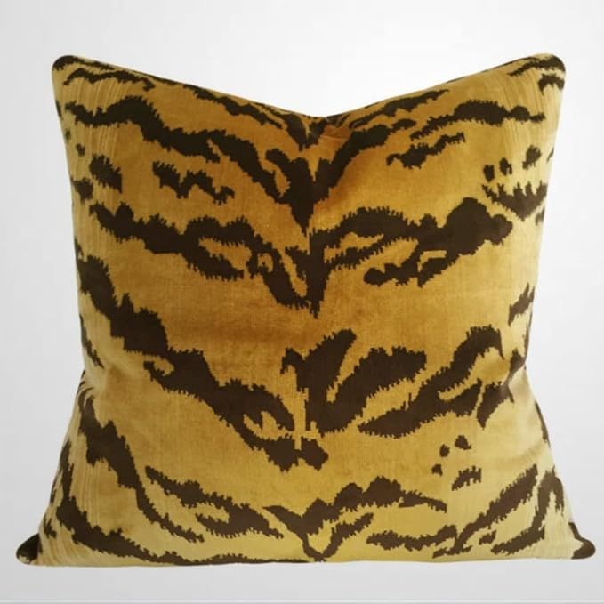 Scalamander The Tiger Silk Velvet Pillow Cover Velvet Back Throw Pillow Cover Cushion Cover Squar... | Amazon (US)