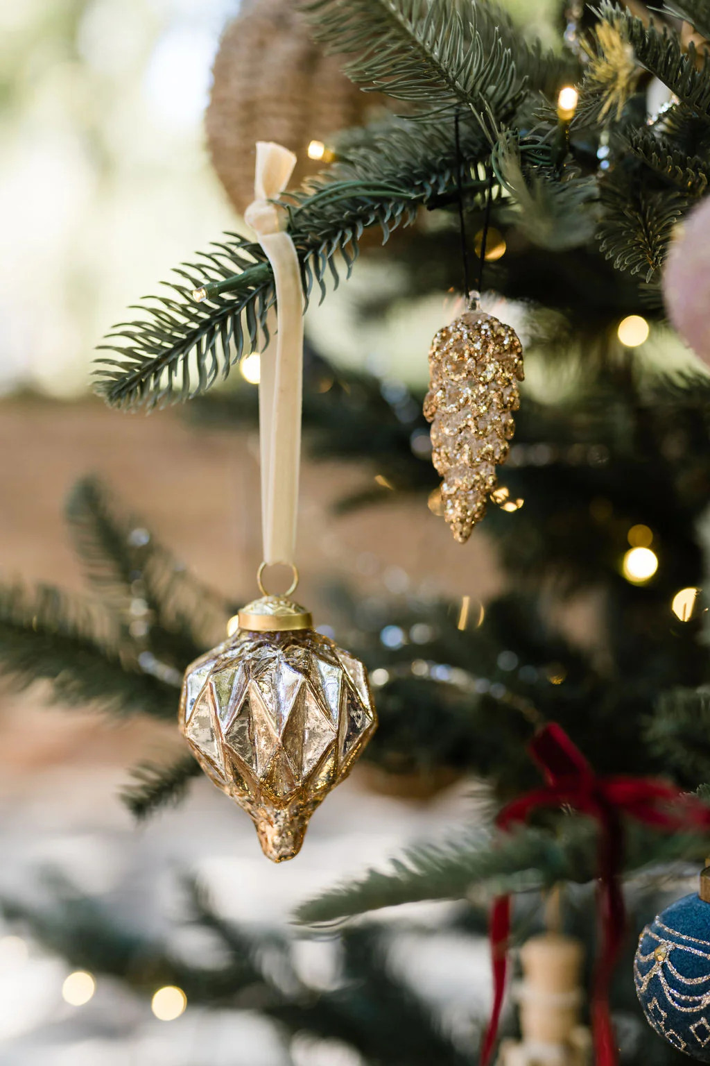 Gold Shimmer Diamond Ornament | Cottage and Key