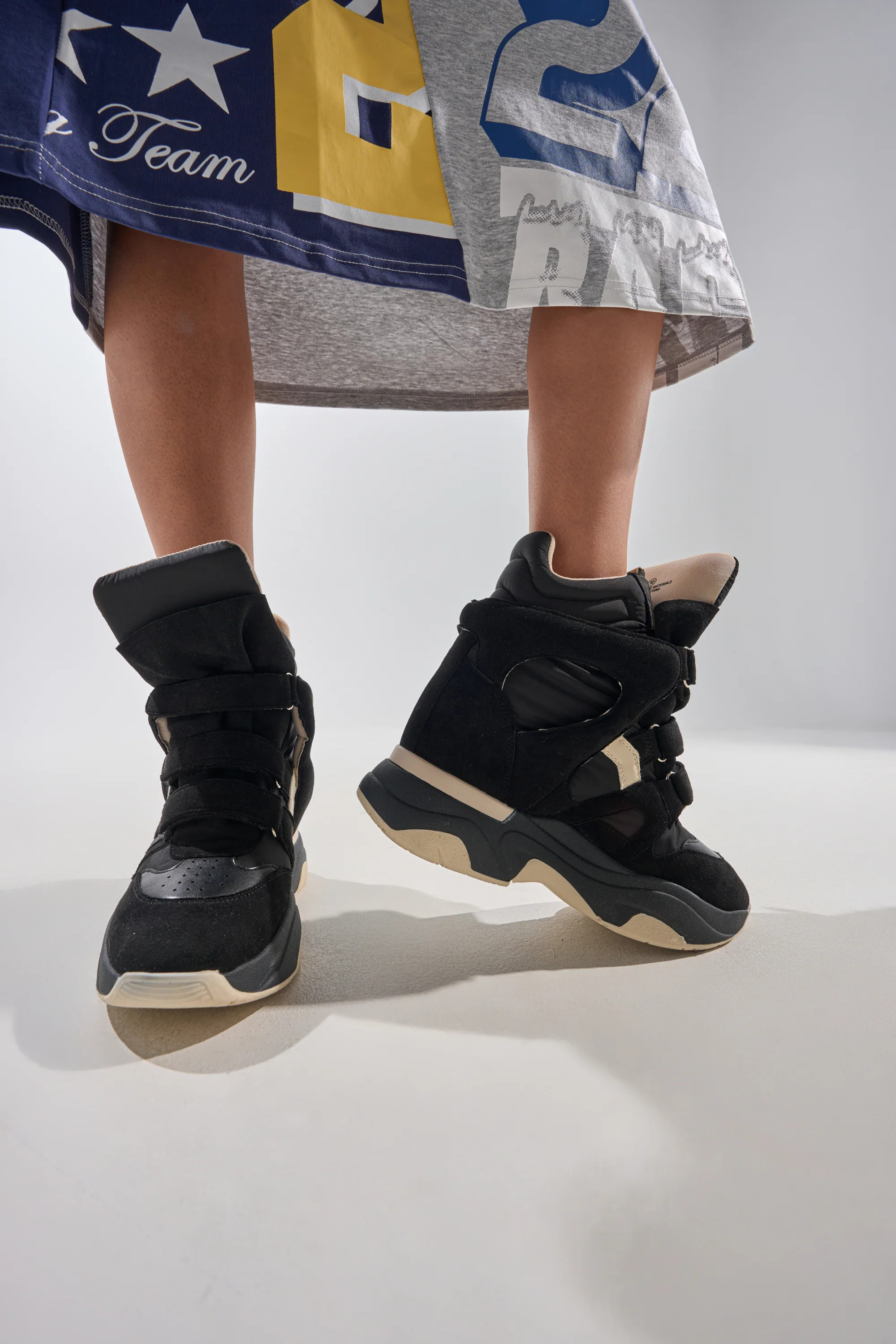 Chunky High Top Wedge Sneaker in Black | AKIRA | AKIRA