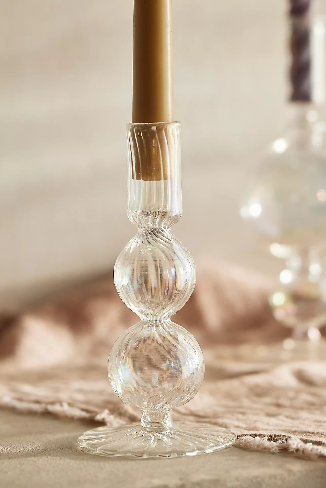 Iridescent Geo Glass Candlestick | Anthropologie (US)