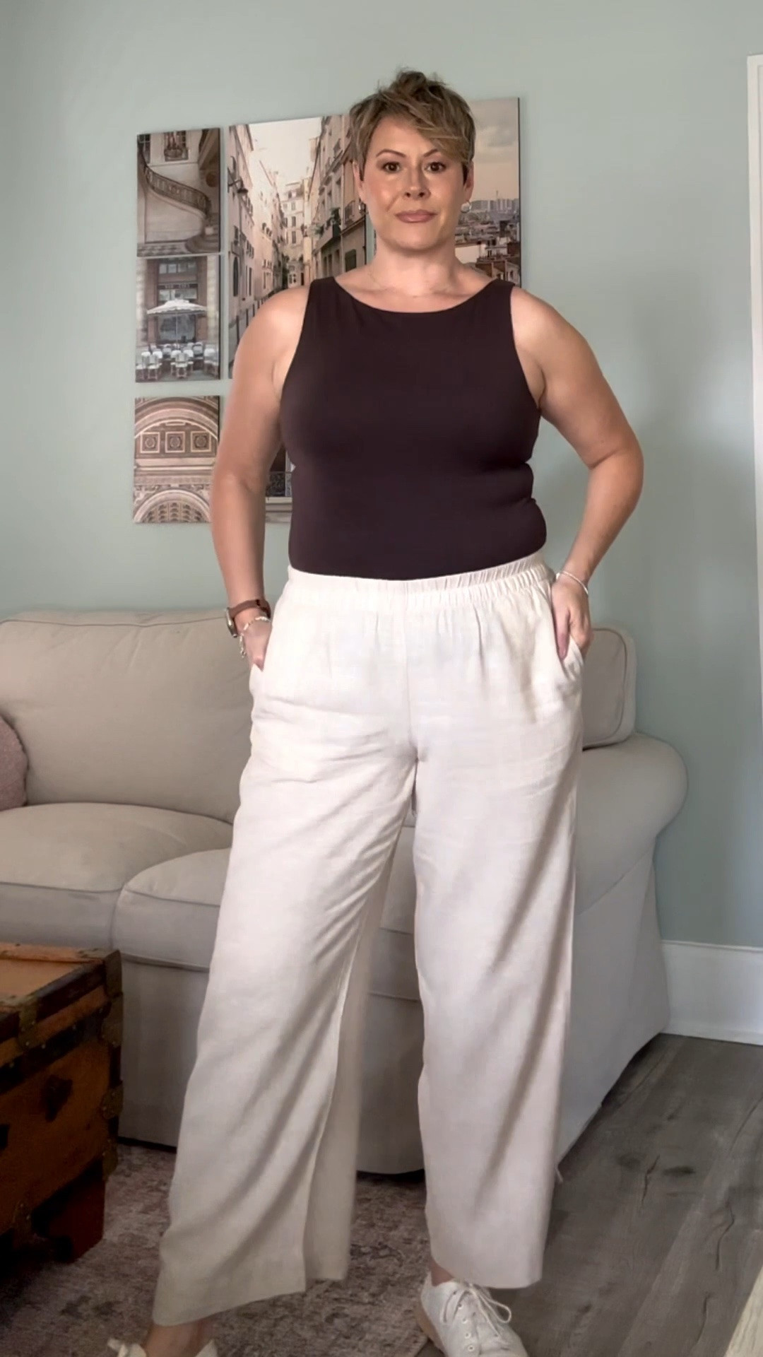 Easy midsize style that feels put together without trying too hard 🤍 these linen pants are a size medium, and have the perfect stretch while still keeping that relaxed look. I love that. They hit Wright at the ankle paired them with a boat neck, top and a size large for a little extra length through the torso.(long torso girls get it). Finished everything off with a cute jean jacket and classic Sonny’s for an easy casual look you can wear anywhere. ✨

#LTKTall #LTKMidsize #LTKOver40