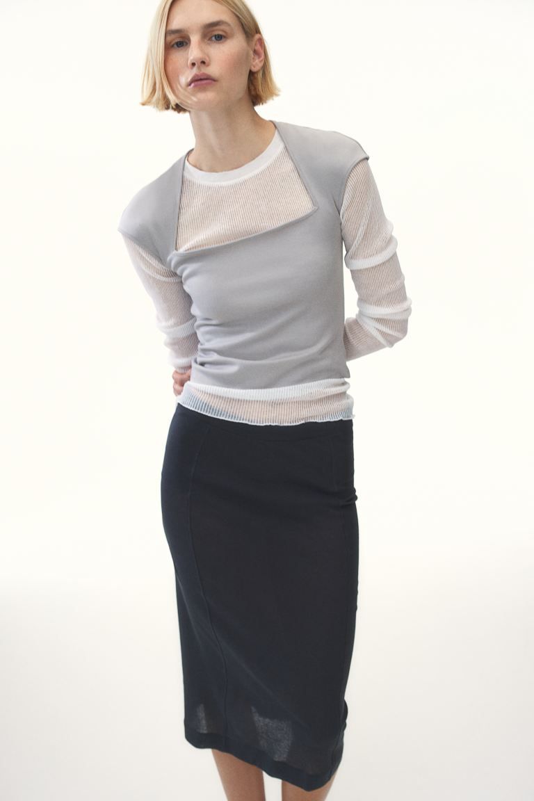 Cap-sleeved Top - Gray - Ladies | H&M US | H&M (US + CA)