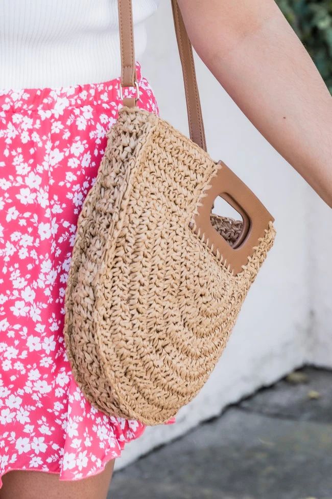 When You Remember Semi Circle Straw Purse | Pink Lily