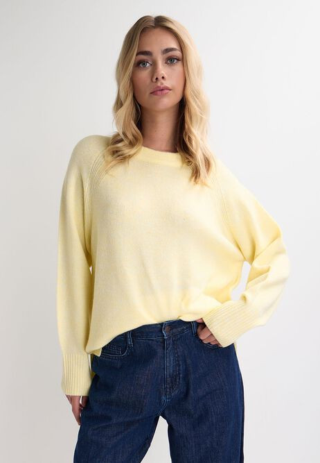 Womens Yellow Side Split Crew Neck Jumper | Peacocks