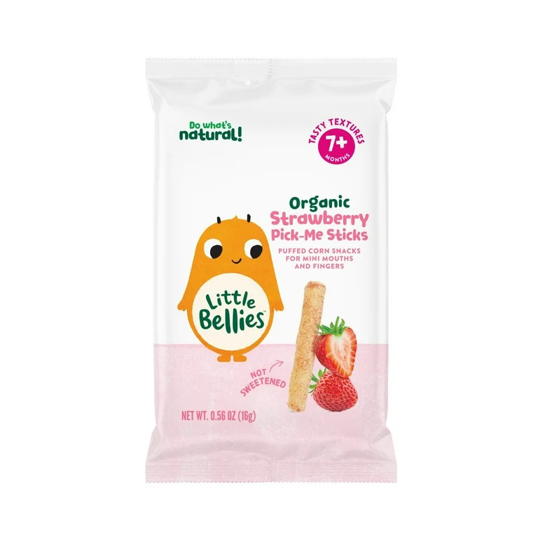 Little Bellies Organic Strawberry Pick-Me Sticks Puff Snack, 0.56 oz | Walmart (US)