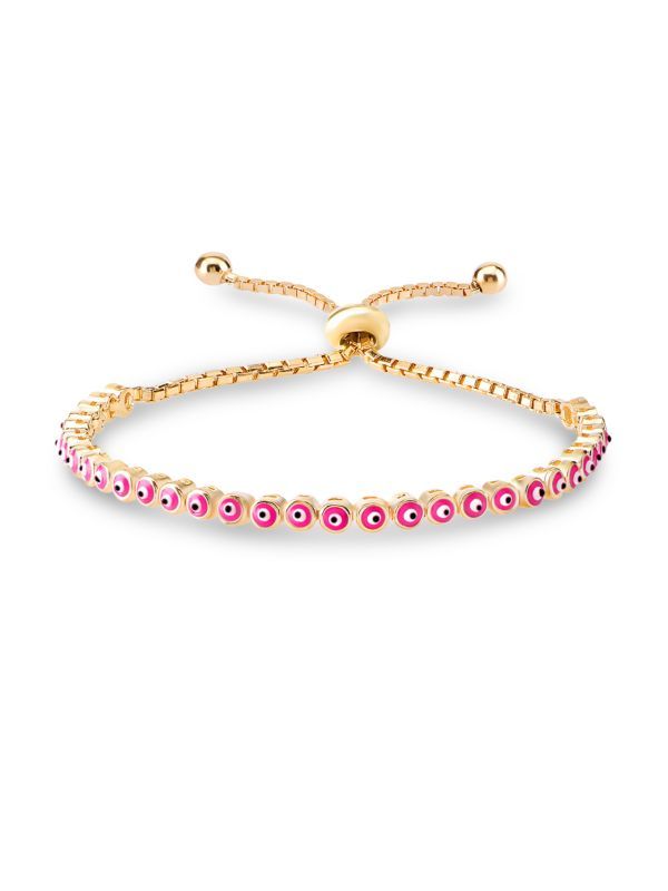 14K Gold Vermeil & Pink Enamel Evil Eye Slider Bracelet | Saks Fifth Avenue OFF 5TH