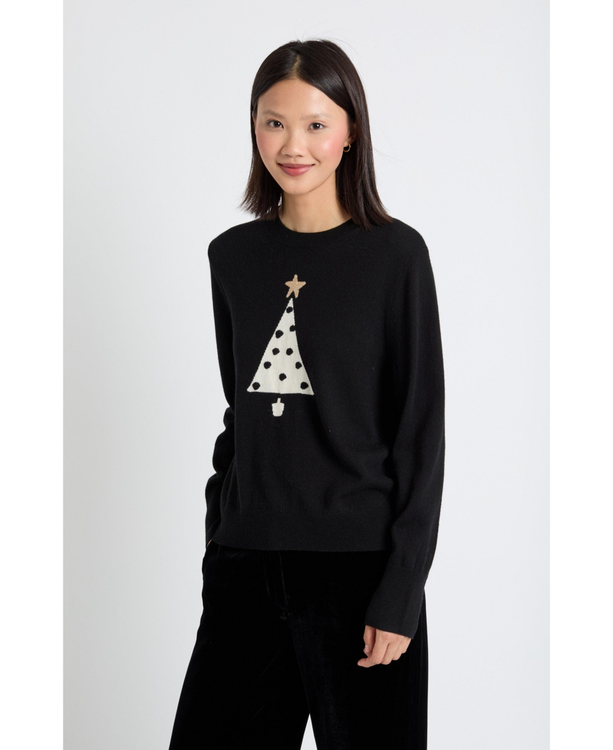 Chinti & Parker Women's Wool-Cashmere Xmas Tree Sweater - Black | Macy's
