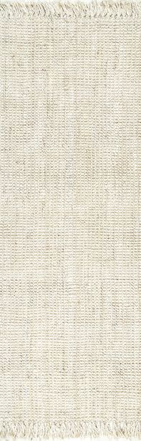 Off White Chunky Jute Tasseled 2' 6" x 10' Area Rug | Rugs USA