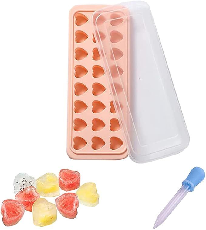Chaojia Ice Cube Tray with Lid Stars Moons Love Hearts Shape 24 Cavity Silicone Safe Durable Whis... | Amazon (US)