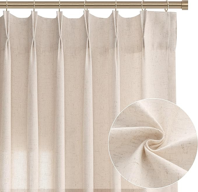 Pinch Pleat Curtains 102 Inch Long 2 Panels Set for Living Room Bedroom Track System Light Filter... | Amazon (US)