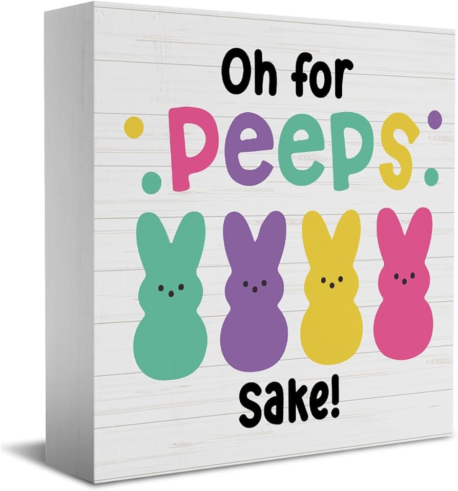 HTBIG Funny Easter Bunny Decor Desk Decor Wooden Box Sign Easter Decorations Easter Gift Wood Blo... | Amazon (US)