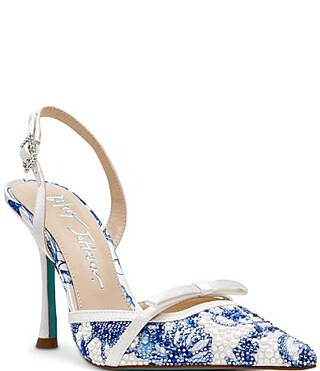 Blue by Betsey Johnson Roza Rhinestone and Pearl Embellished Slingback Pumps - 11 | Dillard's