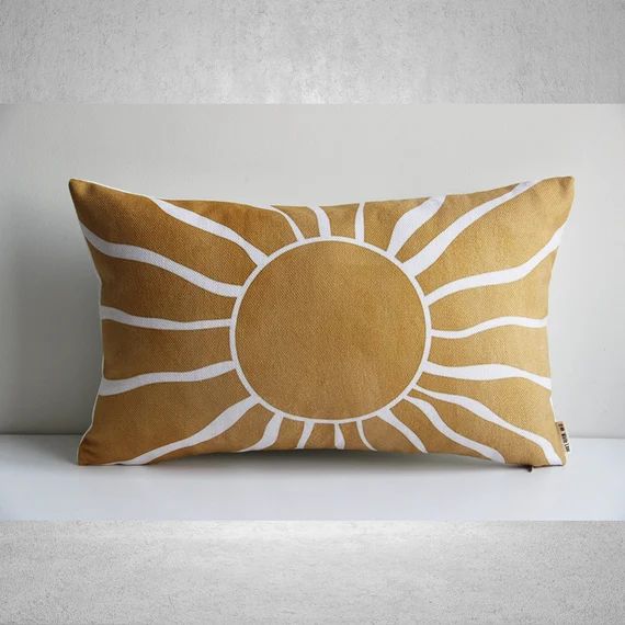 Golden Sunshine Throw Lumbar Pillow Cover - Rectangle decorative cushion cover, Nature pillow cas... | Etsy (US)