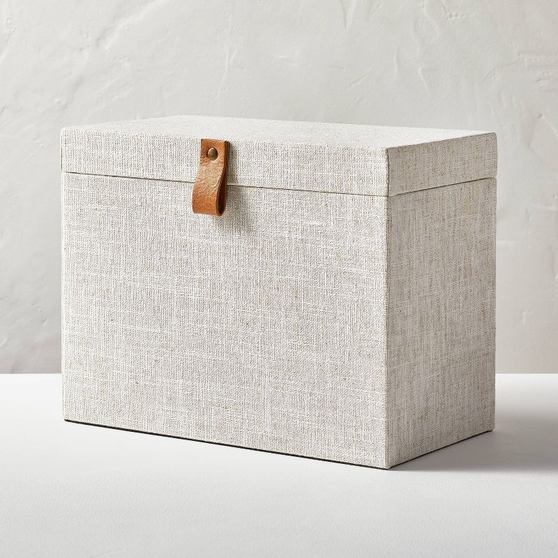 Fabric File Box with Faux Leather Accent Cream - Hearth & Hand™ with Magnolia | Target