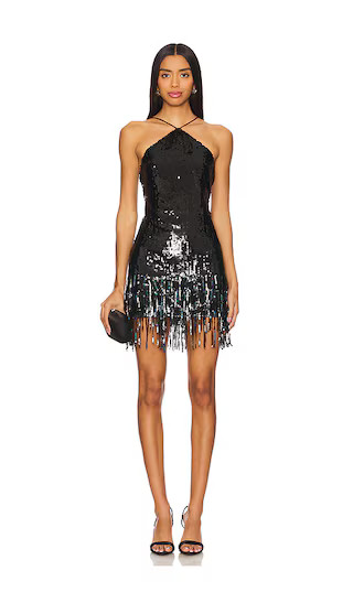 Massima Sequin Fringe Mini Dress in Black Sequin | Revolve Clothing (Global)