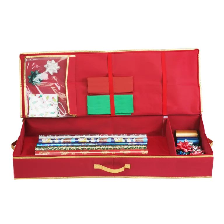 Simplify Christmas Holiday Gift Wrap Box Organizer Holds 25 Rolls Fabric,  Red | Walmart (US)