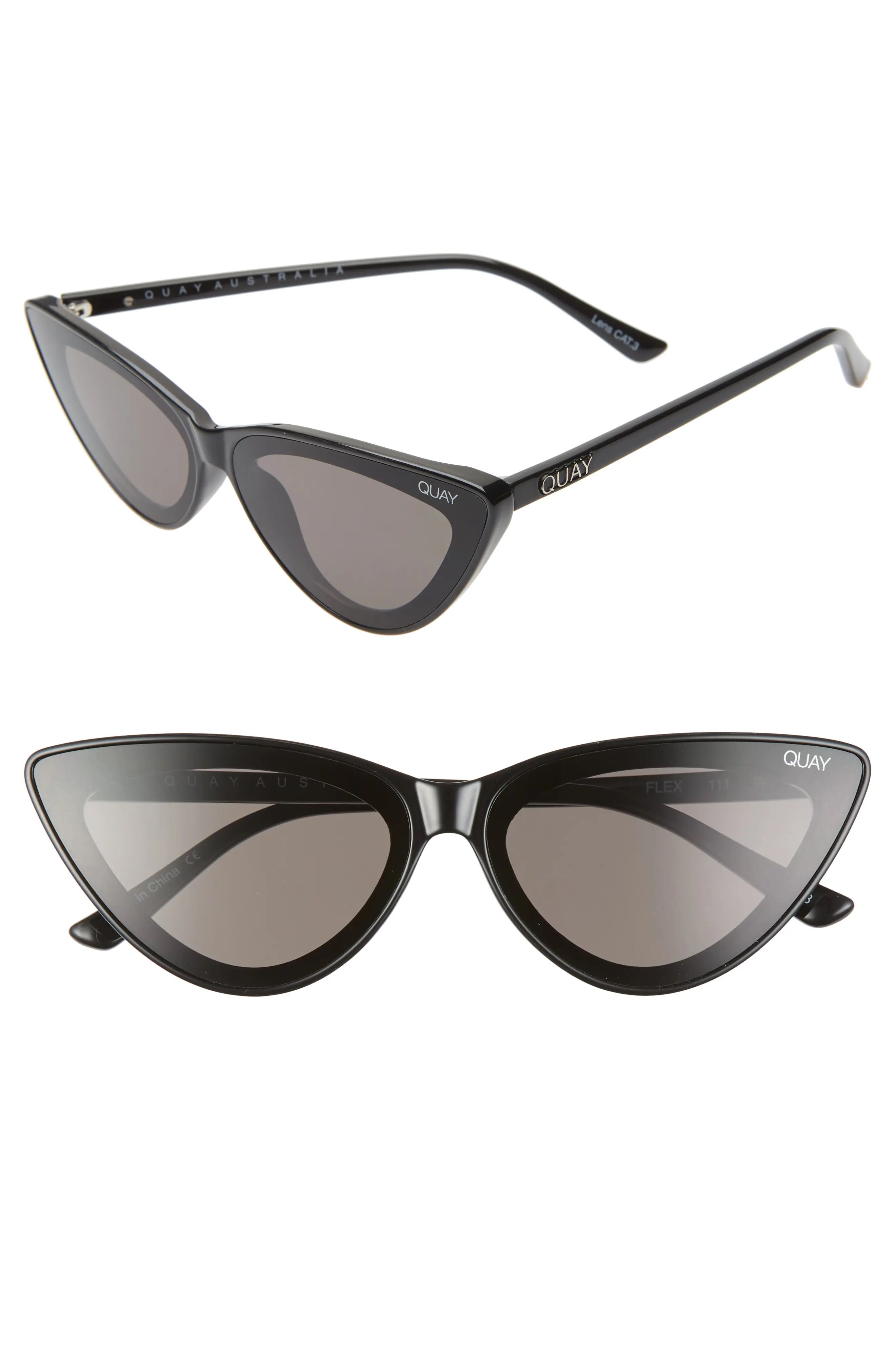 Women's Quay Australia Flex 47mm Cat Eye Sunglasses - Black/ Smoke | Nordstrom