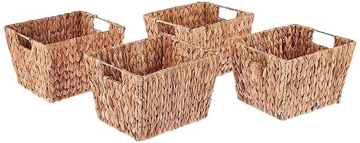 Trademark Innovations Hyacinth Storage Basket with Handles, Rectangular (Set of 4, 11.5") | Amazon (US)