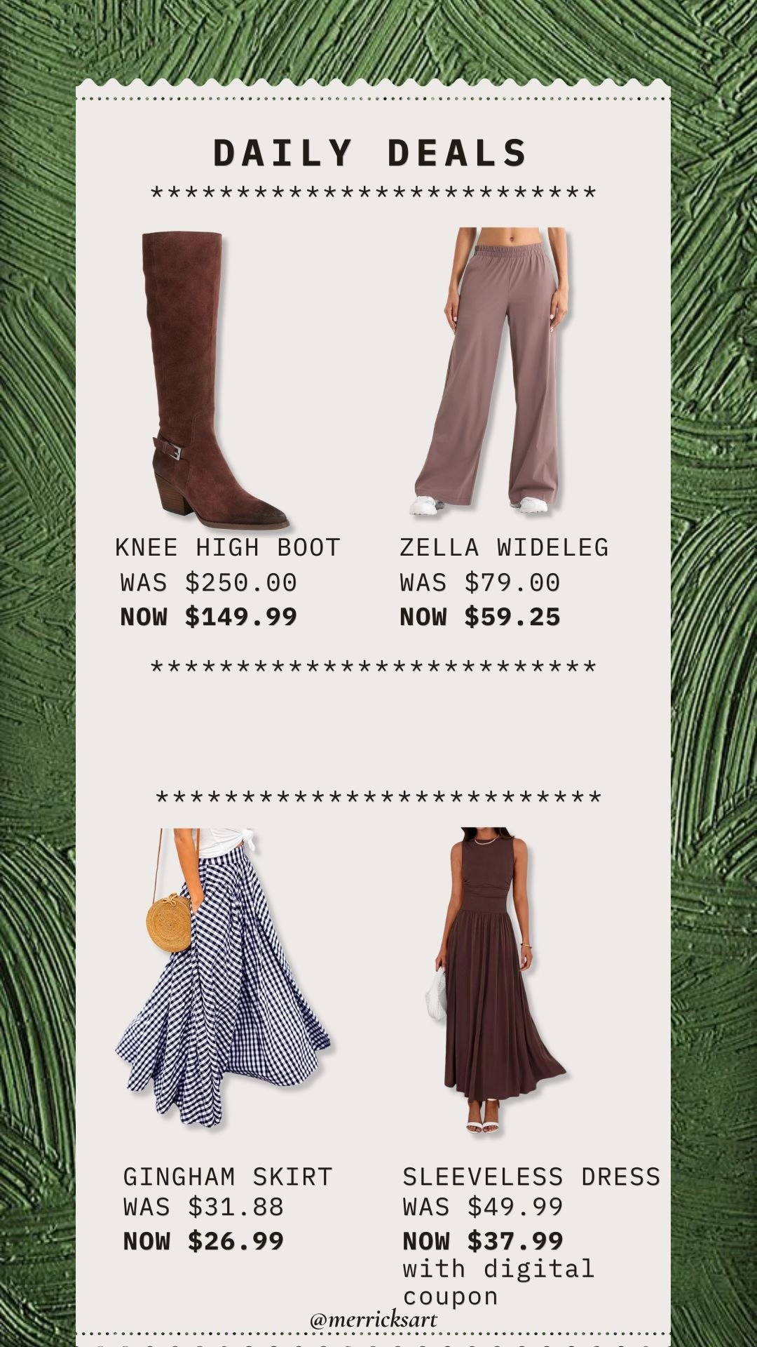 Daily deals! These amazing boots (that come in wide as well!), one of my favorite lightweight pants, this perfect gingham skirt, and flattering fall dress!

#LTKSeasonal #LTKSaleAlert