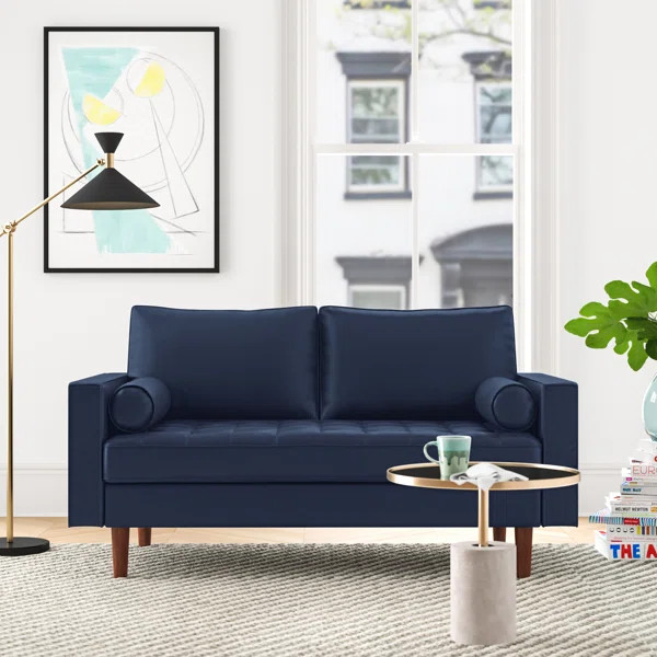 Clovis 57.8'' Velvet Square Arm Loveseat | Wayfair North America