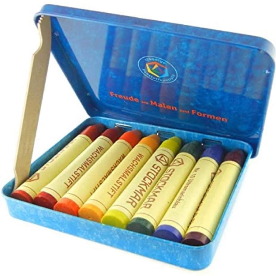 Stockmar Beeswax Stick Crayons in Storage Tin, Set of 8 Colors, Waldorf Assortment | Amazon (US)