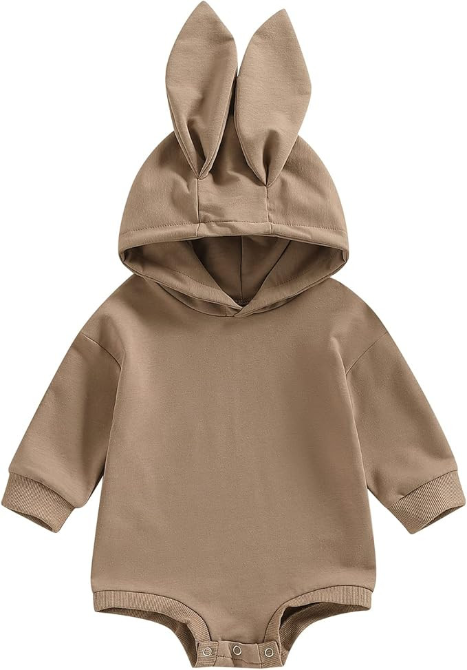 Kupretty My First Easter Baby Boy Girl Outfit Long Ear Bunny Romper Sweatshirt Hooded Bubble Ones... | Amazon (US)