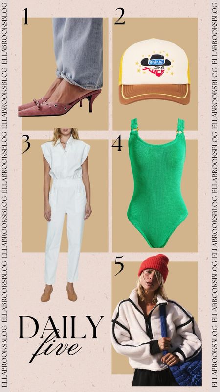 Daily 5🤍
Free People Sale: Get $50 for every $150 spent 😍
resort wear finds, one piece swimsuit, linen jumpsuit, suede heels, free people finds, free people movement, trucker hat

#LTKsalealert #LTKswim #LTKstyletip