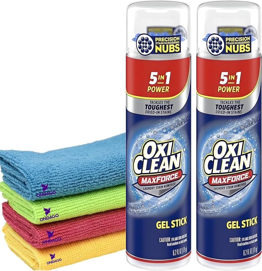 2 Oxi, Clean Max Force Gel Stick Stain Remover, 6.2 Ounce - Bundled With 4 ONDAGO Microfiber Clea... | Amazon (US)