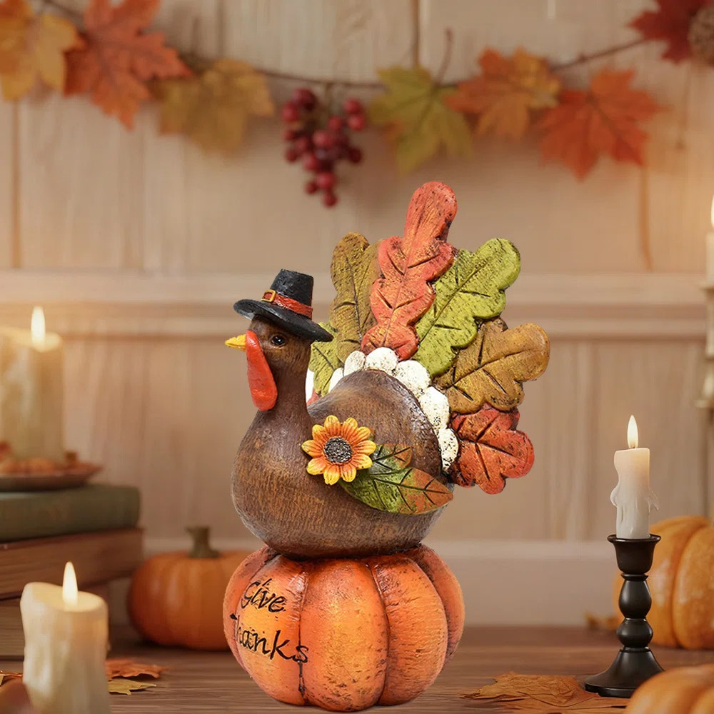 1pc Halloween Thanksgiving Turkey Figurine, 12 cm/4.7 inch Resin Hand-painted Pumpkin Turkey Scul... | Wayfair North America