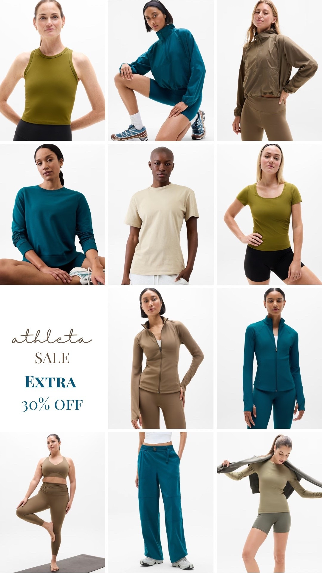 Athleta sale, extra 39% off, kingfisher, brown, ivory, cream, ecru, olive green, moss green, coastal teal, fall, autumn, joggers, cargo pants, pull over, tank, yoga, leggings

True autumn, dark autumn, soft autumn, HOC autumn, color analysis, under $25, deals for less

#LTKFindsUnder50 #LTKActive #LTKSaleAlert