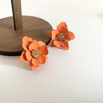 Chic Cute Boho Matte Flower Statement Stud Earrings with Gold Flower Bud for Women Sister Mom Lov... | Amazon (US)