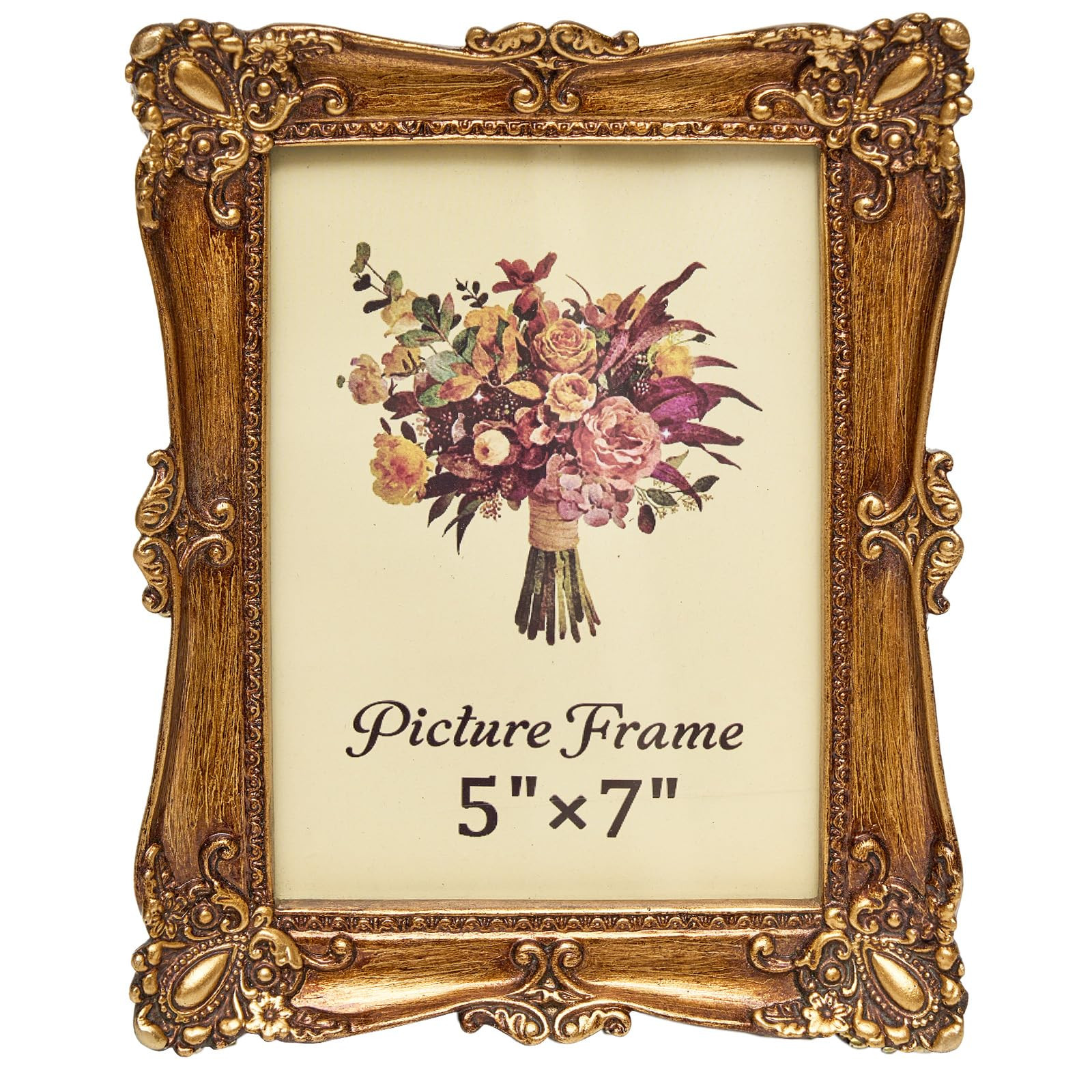 Vintage Picture Frame 5x7 Inch, Antique Ornate Photo Frames with Glass Front, Tabletop & Wall Han... | Amazon (US)