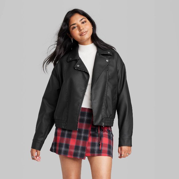 Women's Faux Leather Moto Jacket - Wild Fable™ Black | Target