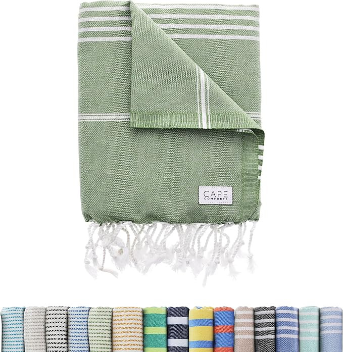 Large Turkish Beach Towel, Classic Sage - Super Soft & Lightweight Quick Dry Absorbent Towels for... | Amazon (US)