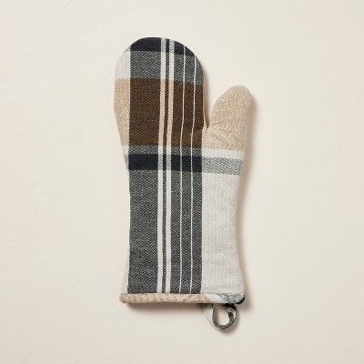 Autumn Plaid Woven Oven Mitt Cream/Almond/Gray - Hearth & Hand™ with Magnolia | Target