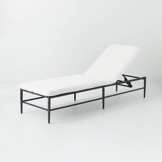 Cushioned Metal Outdoor Chaise Lounge Cream/Black - Hearth &#38; Hand&#8482; with Magnolia | Target
