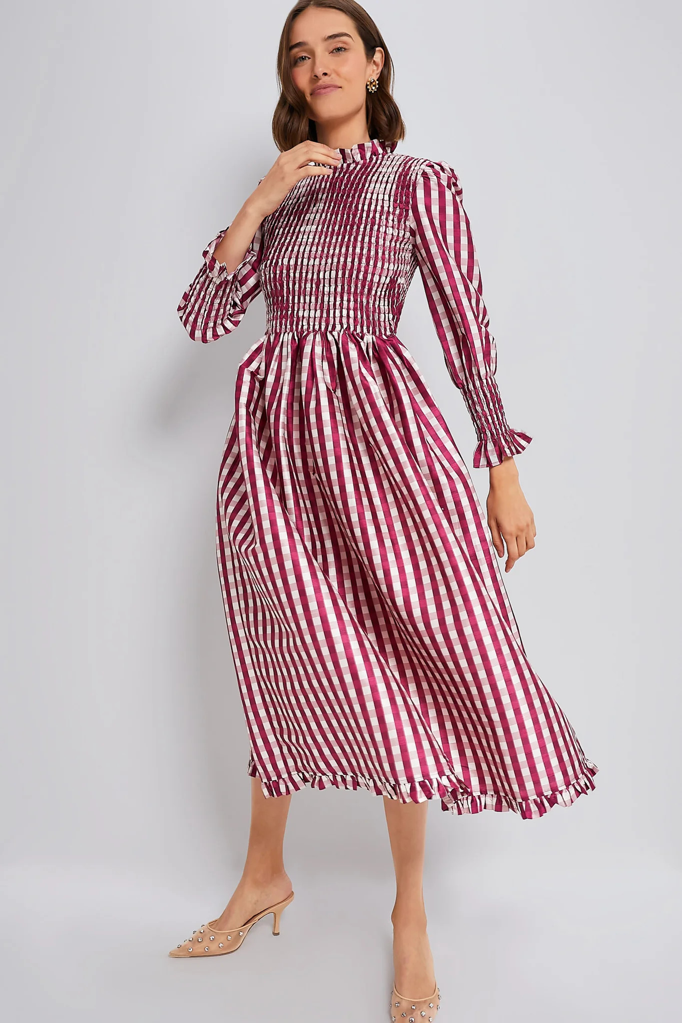 Wine Gingham Molly Dress | Tuckernuck (US)