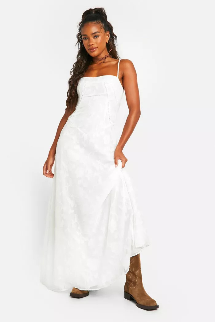 Floral Textured Paneled Maxi Dress | boohoo (US & Canada)