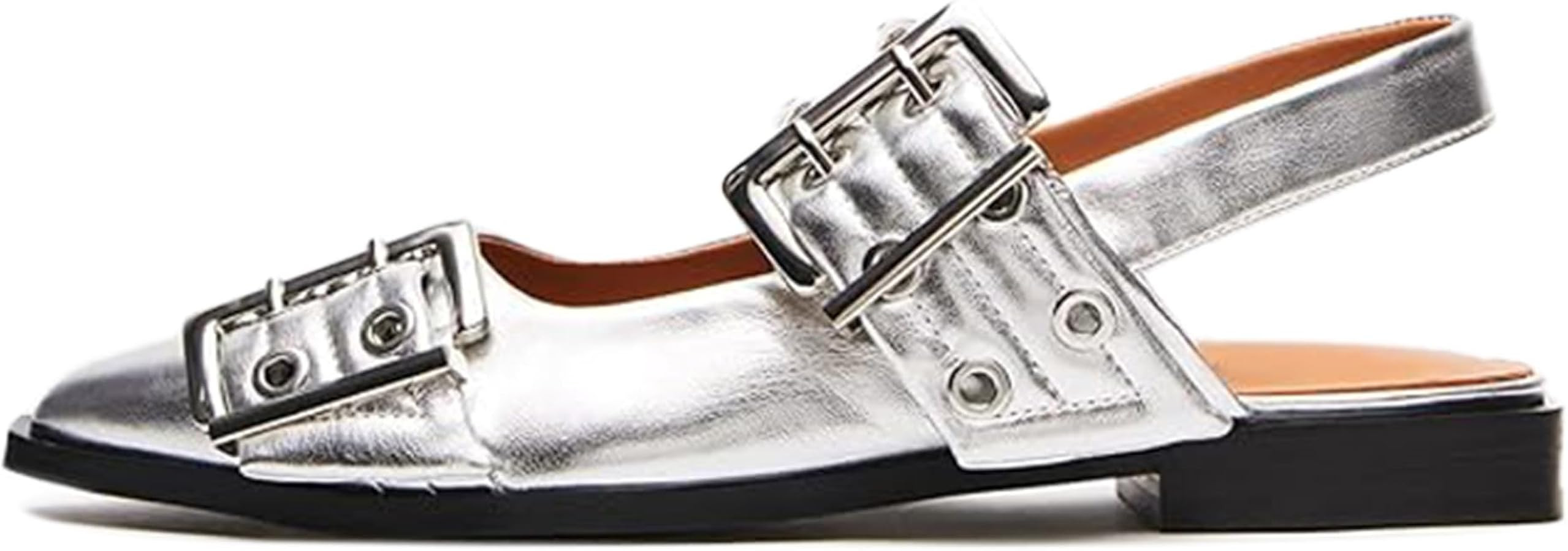 Aimery Women Buckle Ballet Flats Pointed Toe Slingback Wide Flat Casual Comfortable Ballerina Blo... | Amazon (US)