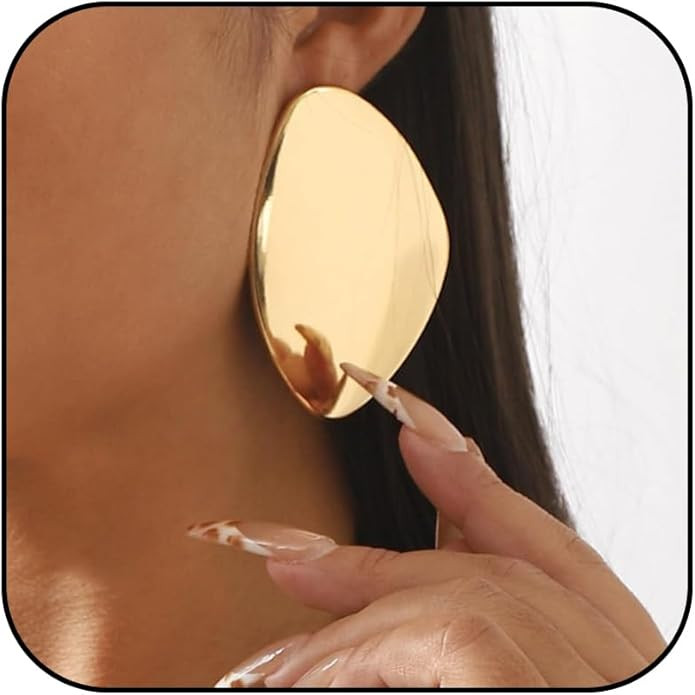 Gold Statement Earrings for Women Big Gold Large Chunky Irregular Geometric Drop Dangle Oval Roun... | Amazon (US)