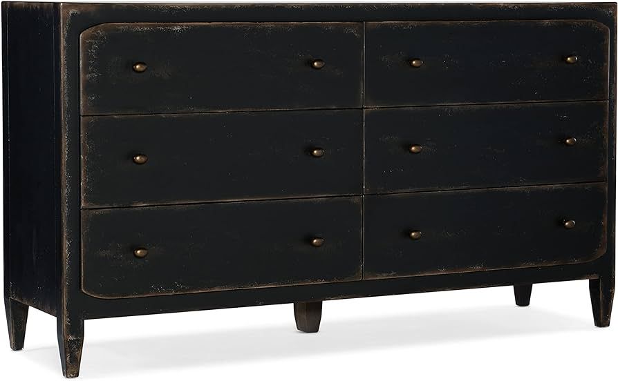 Hooker Furniture Ciao Bella 6 Drawer Wood Dresser in Distressed Black Finish | Amazon (US)